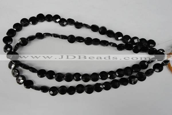 CBS292 15.5 inches 10mm faceted coin blackstone beads wholesale