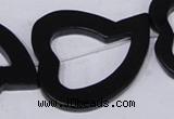 CBS31 15.5 inches 5*35*40mm heart black stone beads wholesale