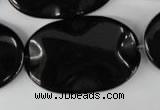 CBS325 15.5 inches 26*40mm wavy oval blackstone beads wholesale