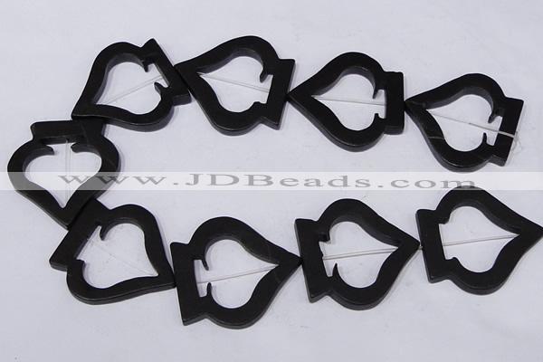 CBS33 15.5 inches 46*46mm heart black stone beads wholesale