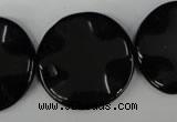 CBS330 15.5 inches 30mm wavy coin blackstone beads wholesale