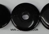 CBS338 15.5 inches 28mm donut blackstone beads wholesale