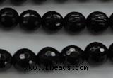 CBS523 15.5 inches 8mm faceted round A grade black spinel beads