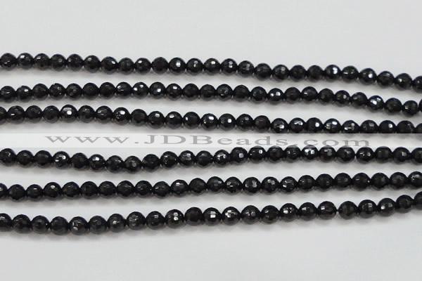 CBS556 15.5 inches 6mm faceted round AA grade black spinel beads