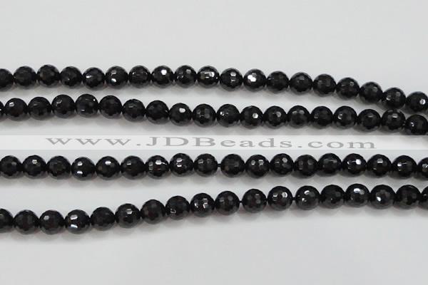 CBS557 15.5 inches 8mm faceted round AA grade black spinel beads