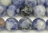 CBS611 15 inches 6mm faceted round blue spot stone beads