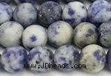 CBS617 15 inches 6mm round matte blue spot stone beads