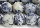 CBS618 15 inches 8mm round matte blue spot stone beads