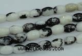 CBW117 15.5 inches 6*8mm rice black & white jasper beads