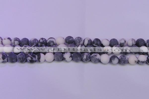 CBW150 15.5 inches 4mm round matte black & white jasper beads