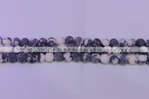 CBW153 15.5 inches 10mm round matte black & white jasper beads