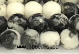 CBW180 15 inches 6mm faceted round black & white jasper beads