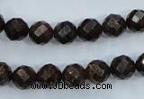 CBZ104 15.5 inches 8mm faceted round bronzite gemstone beads