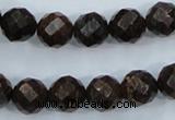 CBZ106 15.5 inches 12mm faceted round bronzite gemstone beads