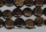 CBZ209 15.5 inches 12mm flat round bronzite gemstone beads