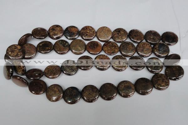 CBZ213 15.5 inches 20mm flat round bronzite gemstone beads