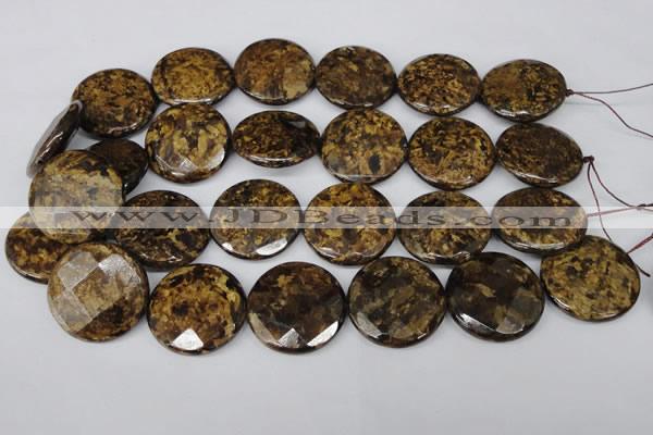 CBZ435 15.5 inches 30mm faceted coin bronzite gemstone beads