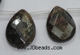 CBZ508 Top-drilled 15*20mm faceted flat teardrop bronzite gemstone beads