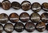 CBZ72 15.5 inches 12mm flat round bronzite gemstone beads