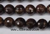 CBZ96 15.5 inches 12mm faceted round bronzite gemstone beads