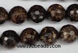 CBZ97 15.5 inches 14mm faceted round bronzite gemstone beads