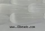 CCA358 15.5 inches 10*30mm teardrop white calcite gemstone beads