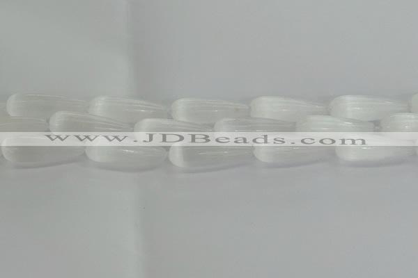 CCA358 15.5 inches 10*30mm teardrop white calcite gemstone beads