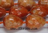 CCA463 15.5 inches 15*20mm teardrop orange calcite gemstone beads