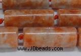 CCA466 15.5 inches 12*30mm tube orange calcite gemstone beads