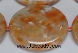 CCA488 15.5 inches 32*37mm oval orange calcite gemstone beads