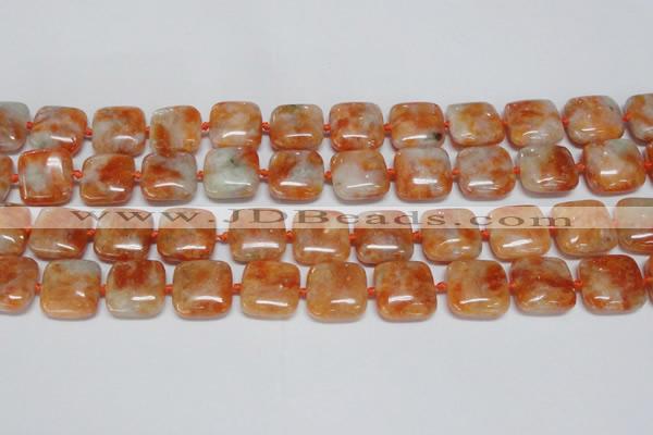 CCA492 15.5 inches 15mm square orange calcite gemstone beads