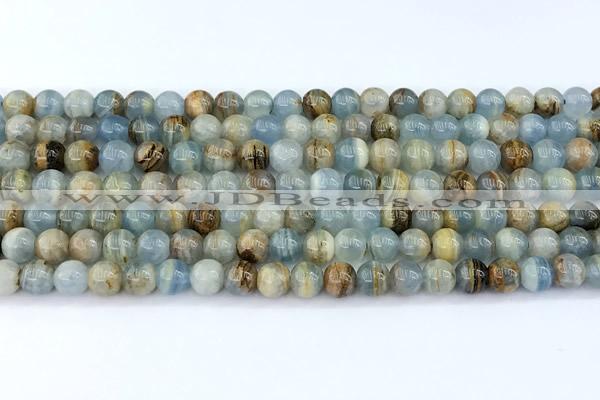 CCA545 15 inches 6.5mm - 7mm round blue calcite beads