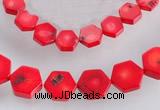 CCB10 5pcs 15.5 inches 9mm & 12mm hexagon red coral beads Wholesale