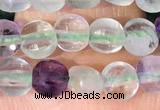 CCB1034 15 inches 4mm faceted coin fluorite beads