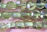 CCB1037 15 inches 4mm faceted coin peridot beads