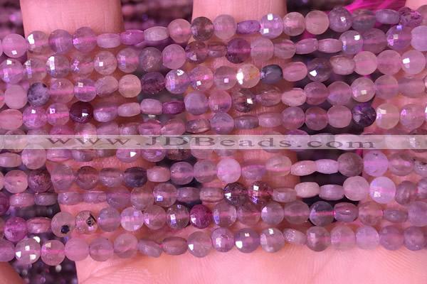 CCB1041 15 inches 4mm faceted coin ruby beads