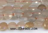 CCB1155 15 inches 4mm faceted coin sunstone beads