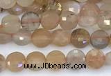 CCB1157 15 inches 4mm faceted coin sunstone beads