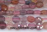 CCB1160 15 inches 4mm faceted coin pink spinel beads