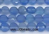 CCB1166 15 inches 4mm faceted coin blue agate beads