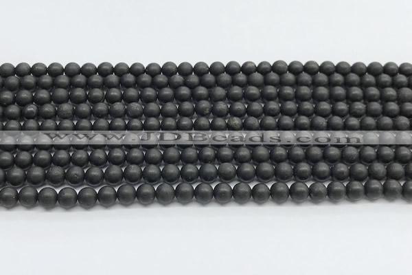 CCB1185 15 inches 4mm round matte shungite gemstone beads