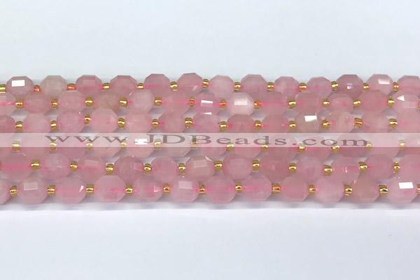 CCB1243 15 inches 7*8mm faceted rose quartz beads