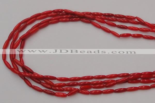 CCB131 15.5 inches 3*9mm rice red coral beads strand wholesale