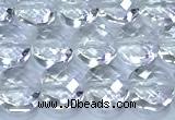 CCB1320 15 inches 6mm faceted coin white crystal beads