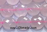 CCB1332 15 inches 8mm faceted coin rose quartz beads