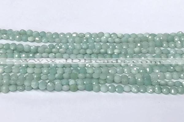 CCB1387 15 inches 4mm faceted coin amazonite beads