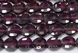 CCB1395 15 inches 4mm faceted coin red garnet beads