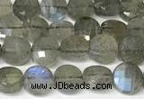 CCB1409 15 inches 6mm faceted coin labradorite beads