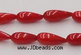 CCB141 15.5 inches 5*11mm teardrop red coral beads wholesale