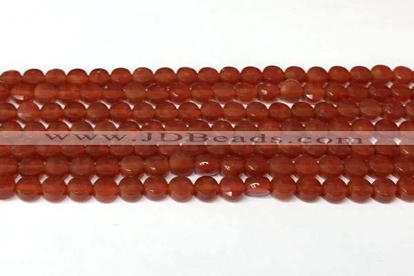 CCB1412 15 inches 6mm faceted coin red agate beads